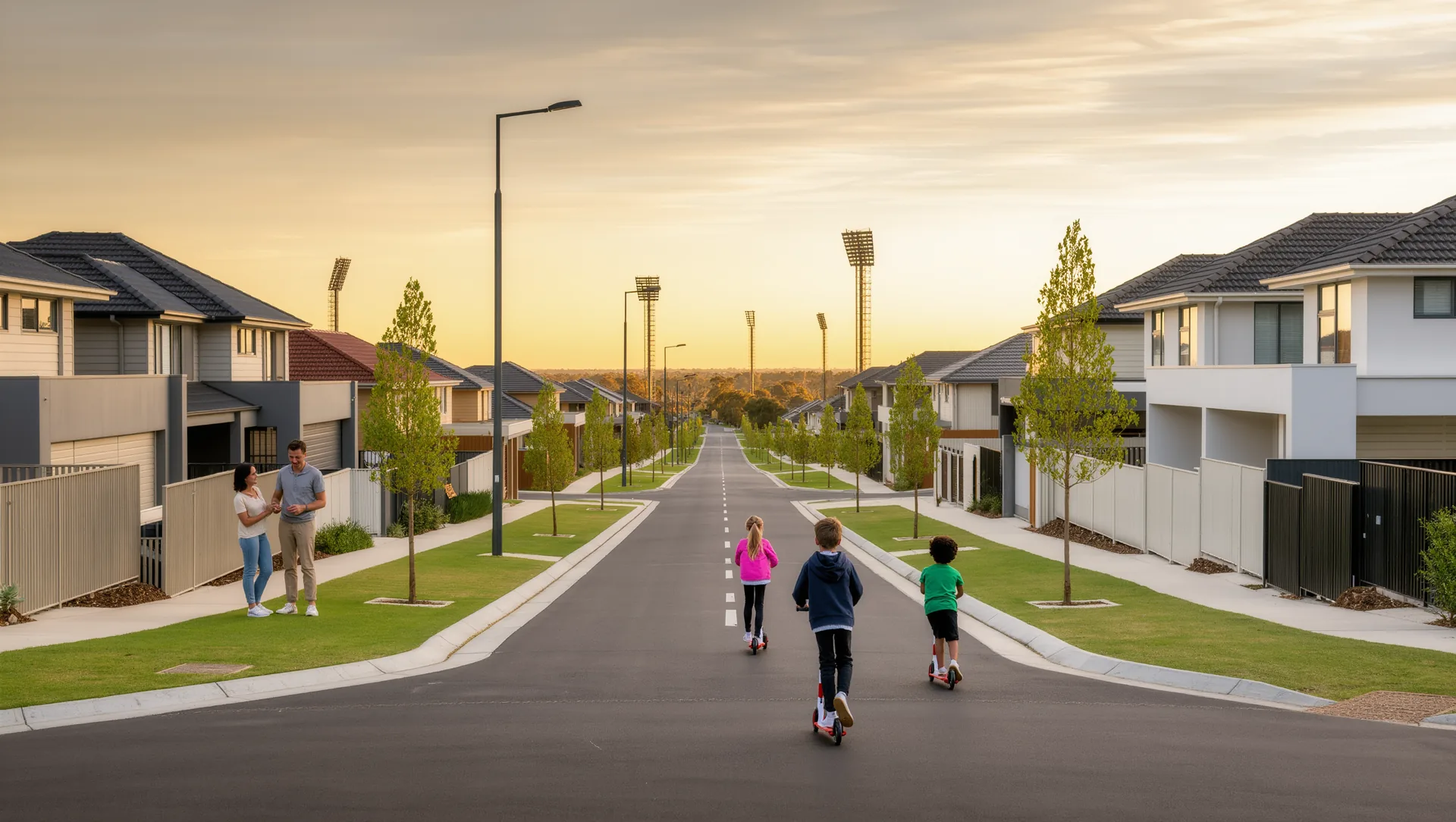 Streetscape at golden hour
